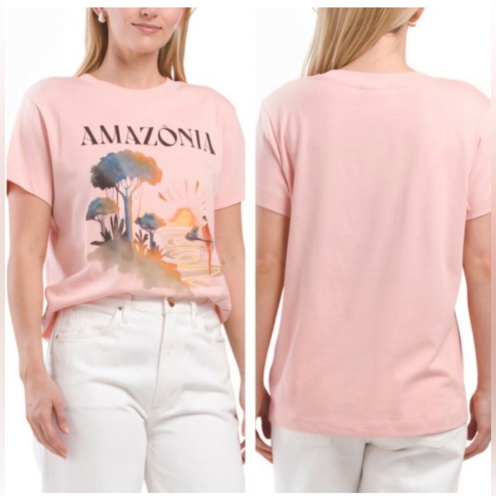 Farm Rio Amazonia Pink Graphic Women's Top NWT Size XS